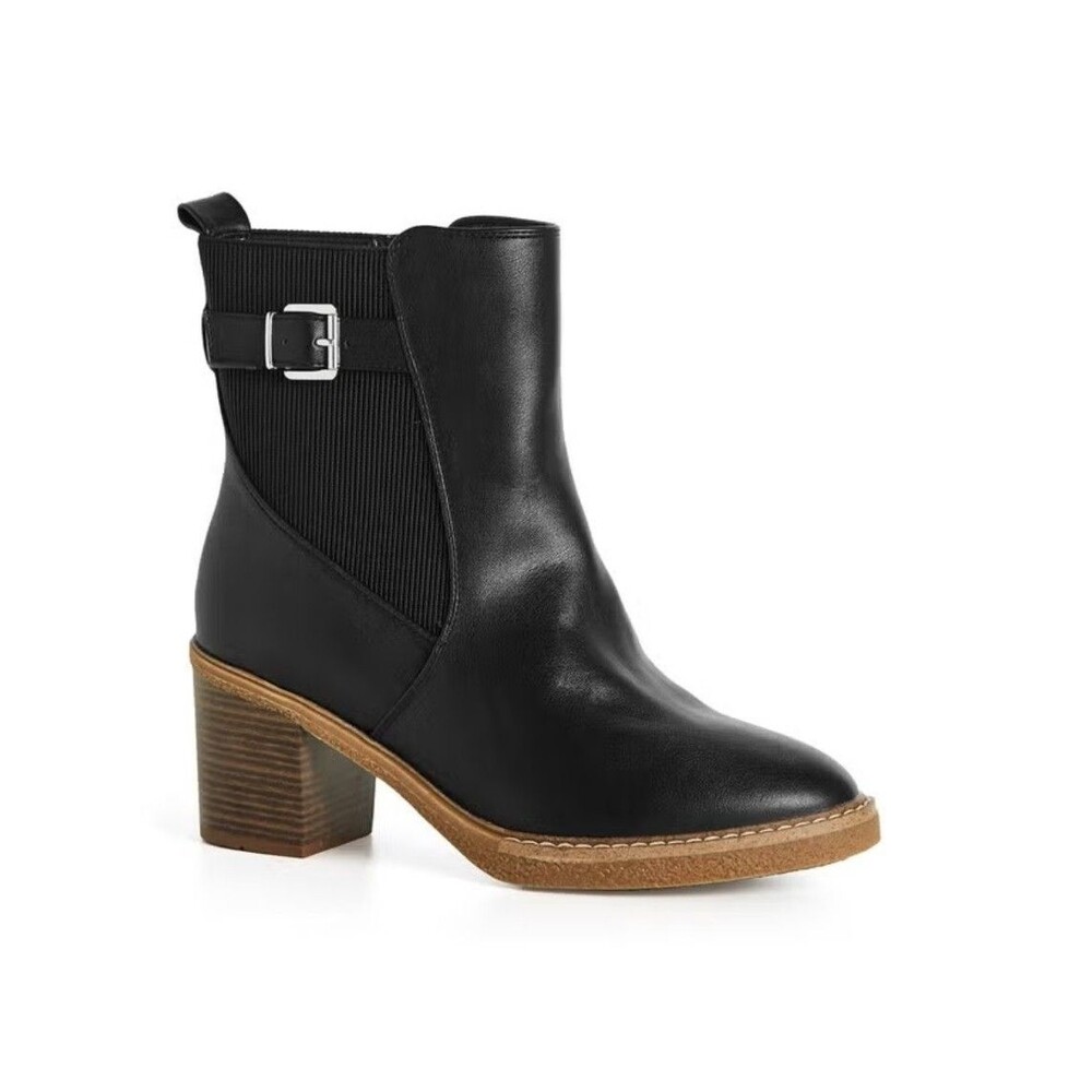 EVANS by City Chic Saskia Size 11 Extra Wide Fit Black Boots Chelsea Mid Calf